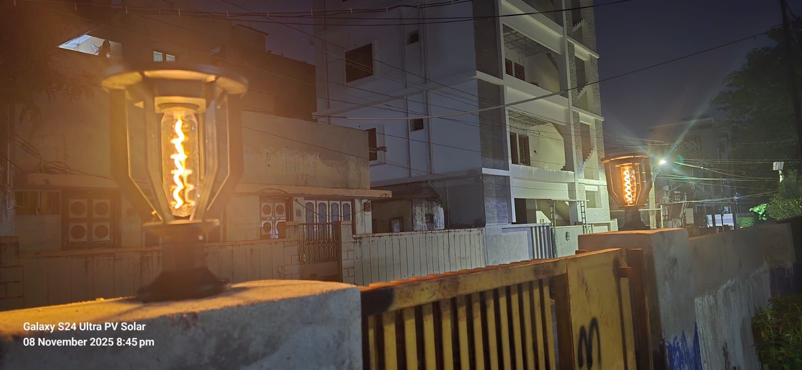 LED street light at dusk